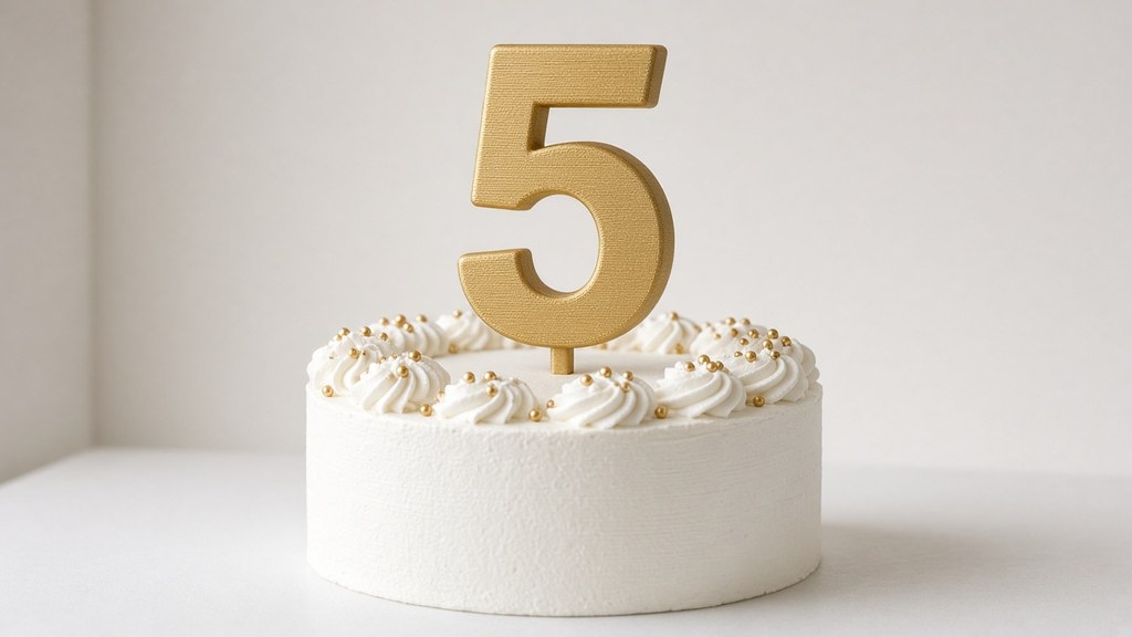 AI-generated concept image: bold gold birthday age number topper