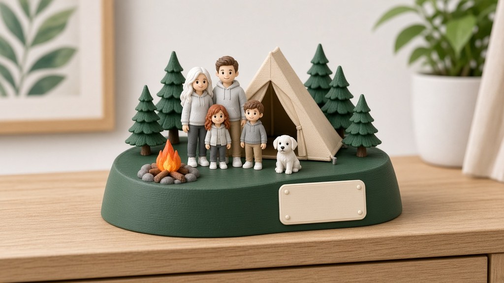 AI-generated mockup of family figures at a camping scene