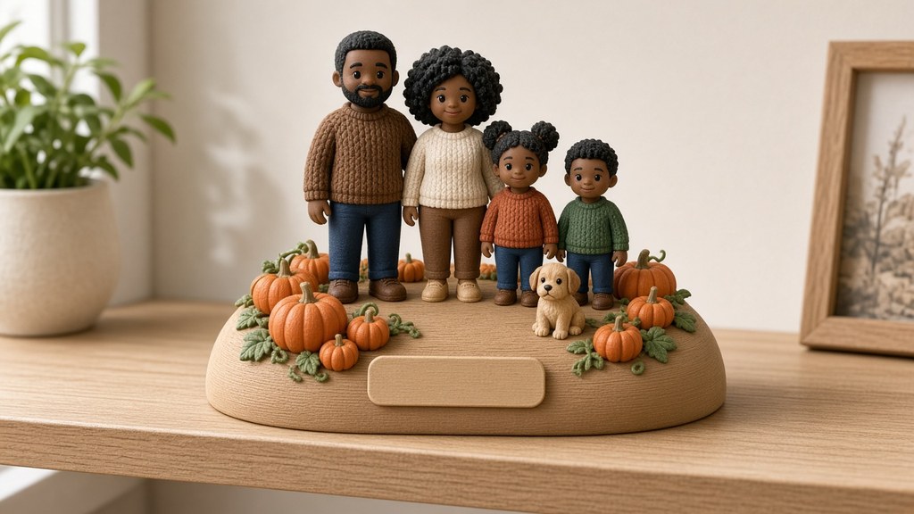 AI-generated mockup of family figures on a fall harvest base