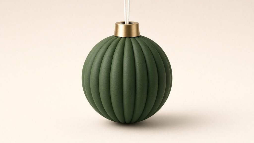 AI-generated mockup of a ribbed bauble ornament