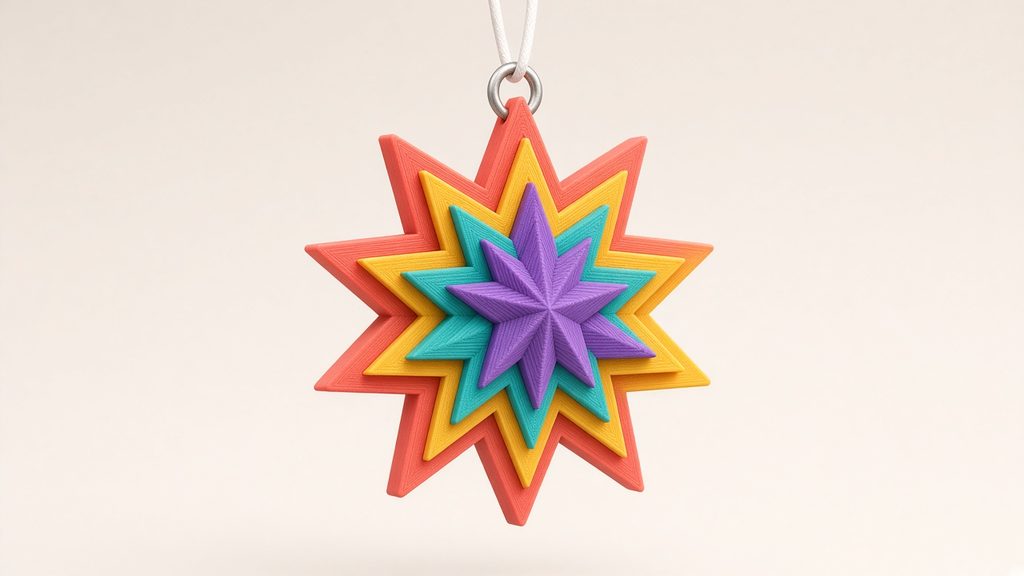 AI-generated mockup of a starburst ornament