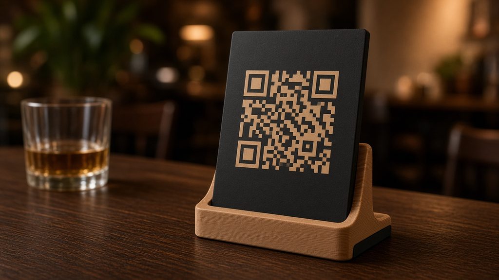 AI-generated mockup of a restaurant-themed review stand