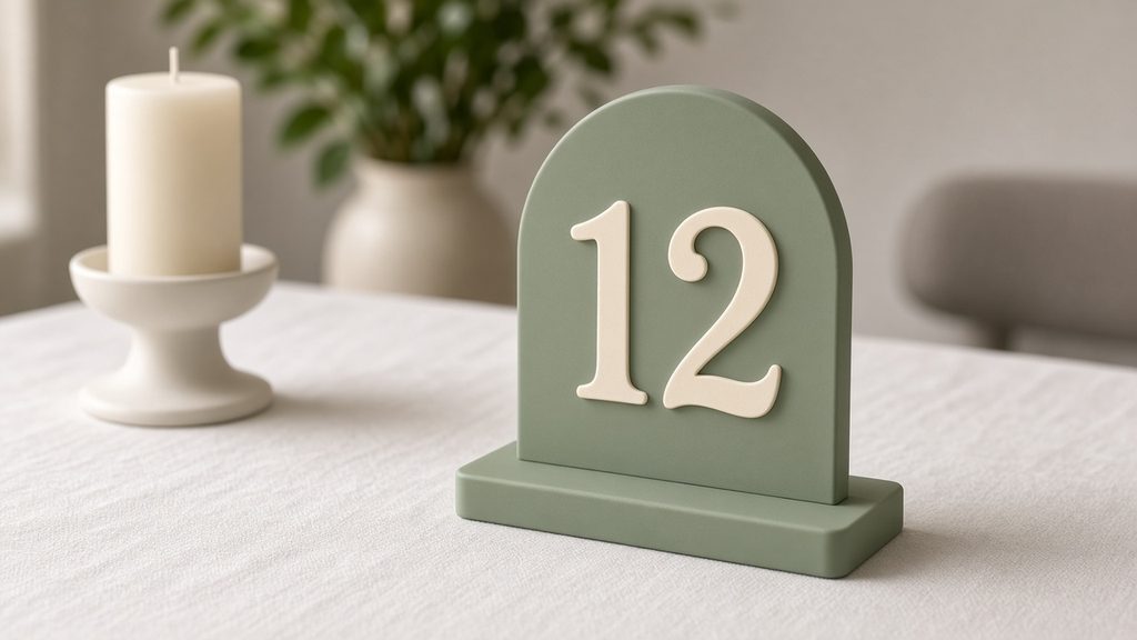 AI-generated mockup of arch-style wedding table numbers